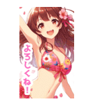 桜と水着の女の子BIGスタンプ〈春〉（個別スタンプ：1）