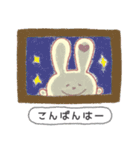 ウサギ（手描きクレヨン（個別スタンプ：32）