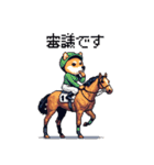 ドット絵 ジョッキー柴犬 競馬（個別スタンプ：16）