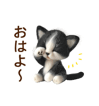 動く♡フェルト猫の家族連絡(ハチワレ)（個別スタンプ：11）