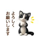 動く♡フェルト猫の家族連絡(ハチワレ)（個別スタンプ：16）