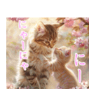 桜の下で猫たちが猫語で喋ってるスタンプ（個別スタンプ：6）