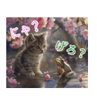 桜の下で猫たちが猫語で喋ってるスタンプ（個別スタンプ：13）