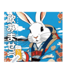 【浮世絵風】酒好きウサギ（文字変更自由）（個別スタンプ：1）