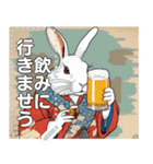 【浮世絵風】酒好きウサギ（文字変更自由）（個別スタンプ：2）
