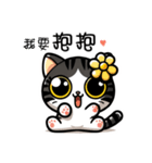 白黒トラ猫のかわいい顔2（個別スタンプ：1）