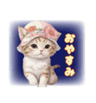 かわいい花帽子ネコの気軽に使えるスタンプ（個別スタンプ：4）