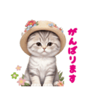 かわいい花帽子ネコの気軽に使えるスタンプ（個別スタンプ：18）