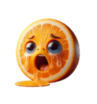 おかしい顔のオレンジ（個別スタンプ：1）