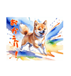 水彩画柴犬（個別スタンプ：9）