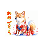 水彩画柴犬（個別スタンプ：16）