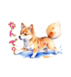 水彩画柴犬（個別スタンプ：21）