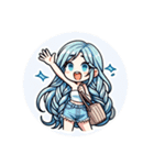 ブルーヘアのミニキャラ（個別スタンプ：2）