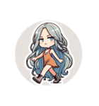 ブルーヘアのミニキャラ（個別スタンプ：3）