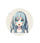 ブルーヘアのミニキャラ（個別スタンプ：5）