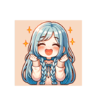 ブルーヘアのミニキャラ（個別スタンプ：6）