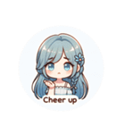 ブルーヘアのミニキャラ（個別スタンプ：9）