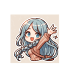 ブルーヘアのミニキャラ（個別スタンプ：10）