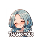 ブルーヘアのミニキャラ（個別スタンプ：16）
