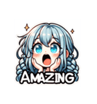 ブルーヘアのミニキャラ2（個別スタンプ：1）