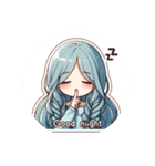 ブルーヘアのミニキャラ2（個別スタンプ：9）