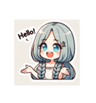 ブルーヘアのミニキャラ2（個別スタンプ：10）