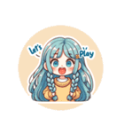 ブルーヘアのミニキャラ2（個別スタンプ：12）