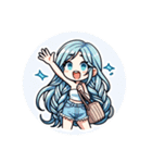 ブルーヘアのミニキャラ2（個別スタンプ：14）