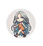 ブルーヘアのミニキャラ2（個別スタンプ：15）