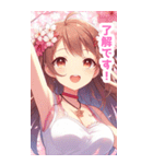 桜の花と女の子BIGスタンプ〈春〉3（個別スタンプ：3）