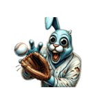 野球するホラーウサギ（個別スタンプ：5）