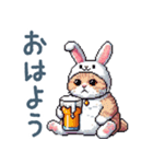 酒クズうさ耳猫【ビール・酒・うさぎ】（個別スタンプ：8）