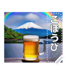 【酒】ビールと虹のかかる富士山♡文変更可（個別スタンプ：14）