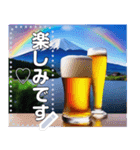 【酒】ビールと虹のかかる富士山♡文変更可（個別スタンプ：19）