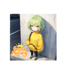 小さいシンプル緑髪女の子（個別スタンプ：4）