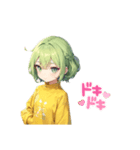 小さいシンプル緑髪女の子（個別スタンプ：8）