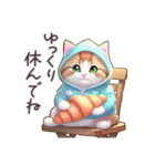 毎日使える パーカーねこ 敬語 日常 アニメ（個別スタンプ：19）