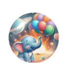 ガラスボールの宇宙に住む象さん（個別スタンプ：1）