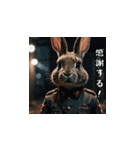 前向きな軍人ウサギ（個別スタンプ：16）
