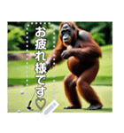 ゴルフをするオランウータン♡文字変更自由（個別スタンプ：12）