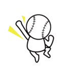 頭が野球ボールの白い子供・日常スタンプ（個別スタンプ：16）