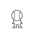 頭が野球ボールの白い子供・日常スタンプ（個別スタンプ：40）