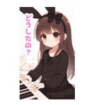 ピアノを弾く兎の女の子BIGスタンプ（個別スタンプ：13）