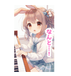 ピアノを弾く兎の女の子BIGスタンプ（個別スタンプ：16）