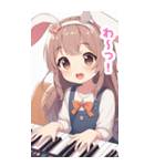ピアノを弾く兎の女の子BIGスタンプ（個別スタンプ：35）
