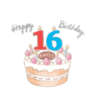 1〜30歳 お誕生日お祝いケーキ（個別スタンプ：16）