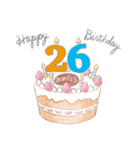 1〜30歳 お誕生日お祝いケーキ（個別スタンプ：26）