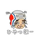 80年代風のバイクの被り物をした少年（個別スタンプ：6）