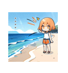 真夏の浜辺の女の子（個別スタンプ：8）