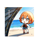 真夏の浜辺の女の子（個別スタンプ：11）